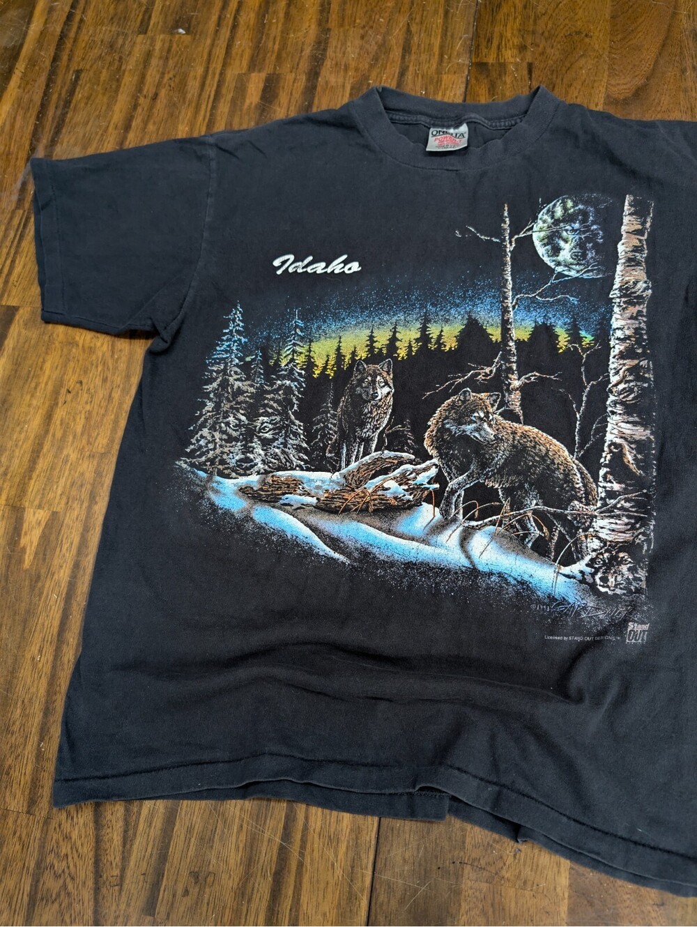 Vintage Idaho Wolves Graphic Tee Oneita USA Single Stitch L